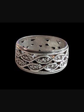 Vintage Espo 925 Sterling Silver Open Pattern 9mm Band Size 5